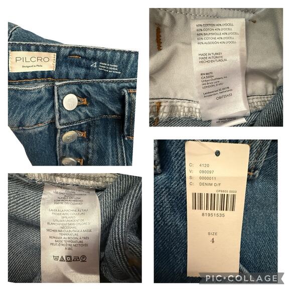 Anthropologie Pilcro Denim Jean Midi Skirt Raw Hem Pleated Buttons Size 4 NEW - Picture 11 of 11